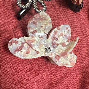 Elegant pink & Cream Butterfly Hair Clip